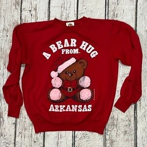 Vintage 80s A Bear Hug From Arkansas Xmas Ugly Sweater Party Sweatshirt